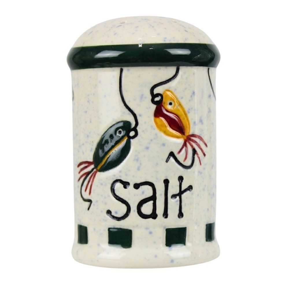 Single Salt Shaker Fishing Lures Vintage Glazed Cabin Pottery Cottagecore 3.5"